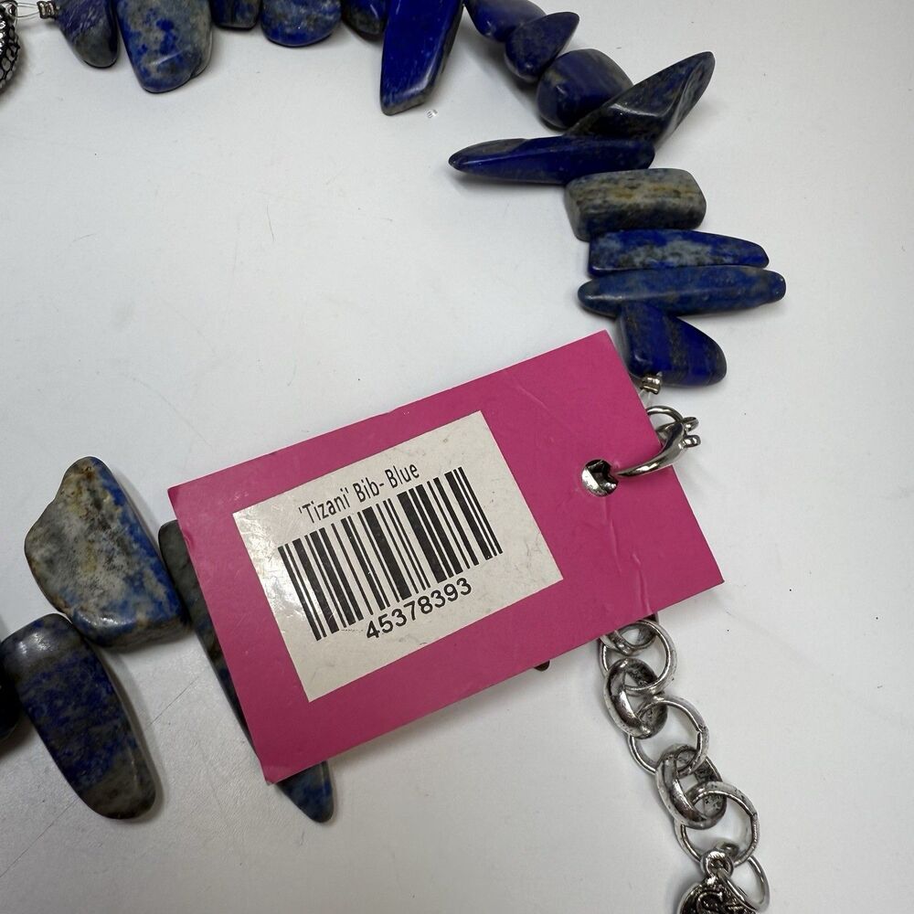 Sassy Jones Tizani Snake Print Natural Stone Royal Blue Statement Bib Necklace - Picture 7 of 7